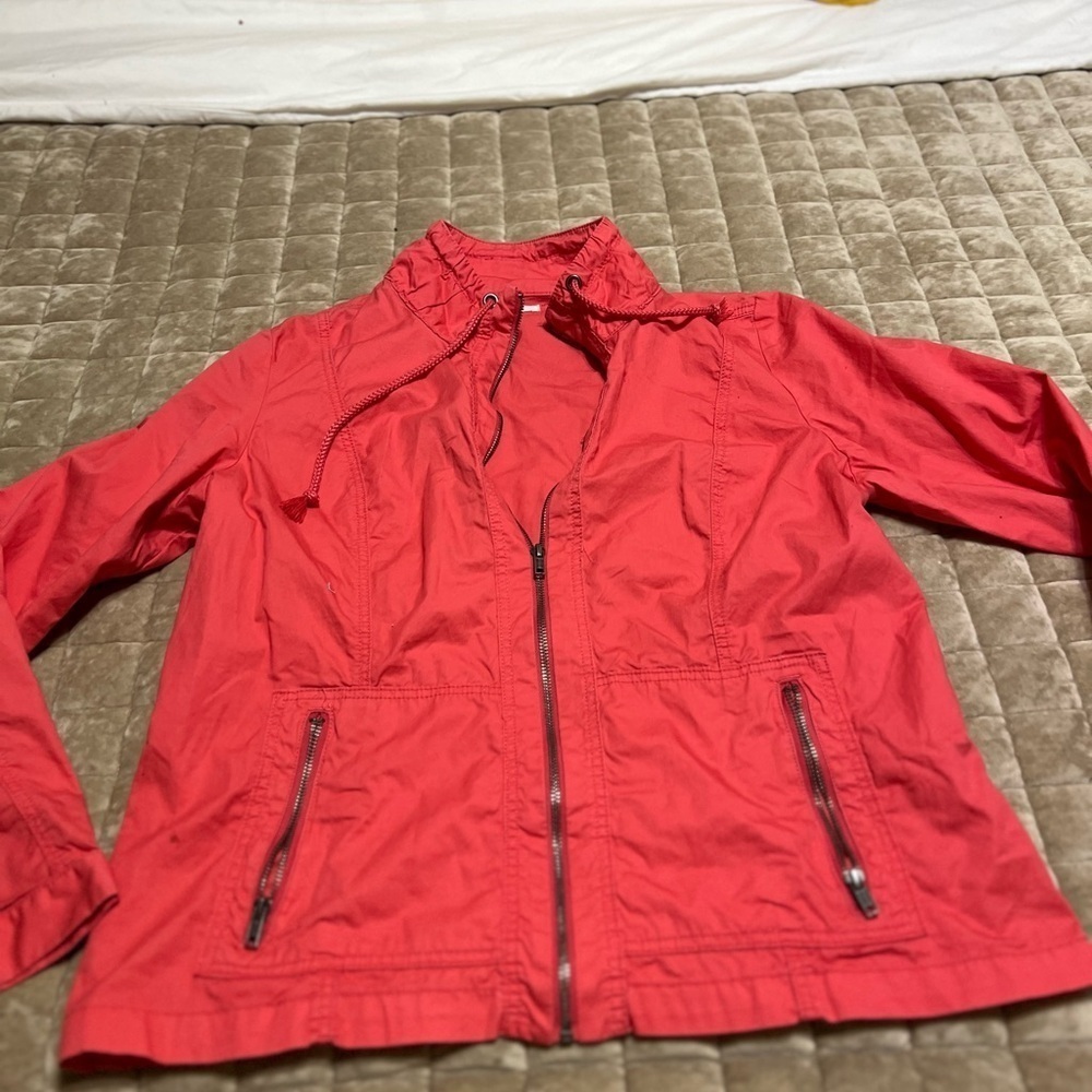 Maurices Red Utility Jacket with Zipper and Standing Collar